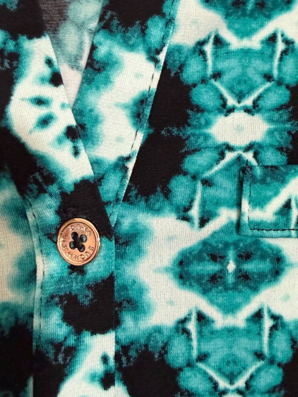 Dana Buchman Peplum Top - Teal Tie Dye Print Size M - Picture 3 of 6